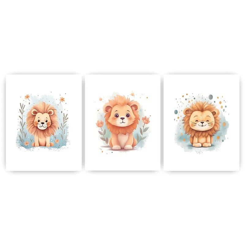 Lionceaux aux couleurs douces apportant calme et sérénité à la chambre de bébé.