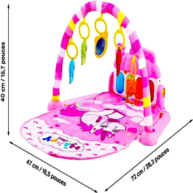"Dimensions du tapis d’éveil bébé 40x47x72 cm avec jouets suspendus