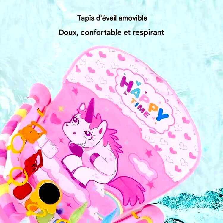 Tapis d’éveil bébé licorne rose doux et respirant"