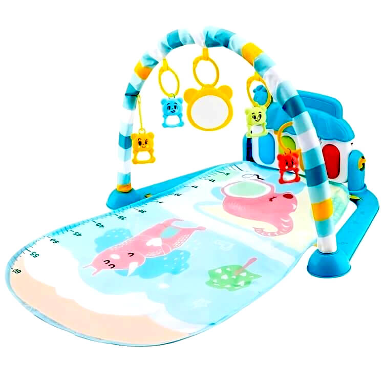 Tapis d'Éveil - Piano Doux Rhinocéros™ avec arche de jeu, jouets suspendus et piano interactif pour bébé
