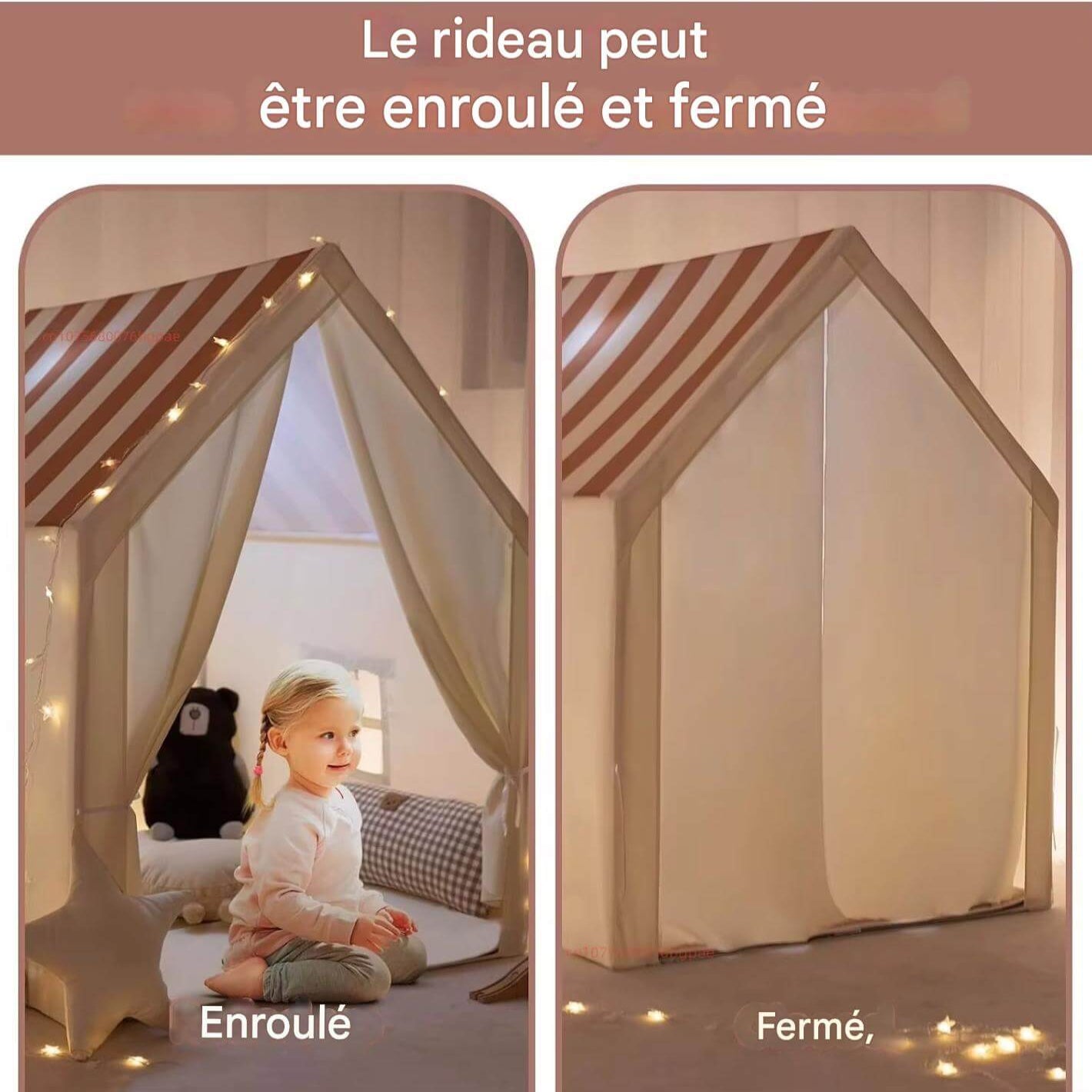 Enfant jouant dans un tipi intérieur confortable et sécurisé