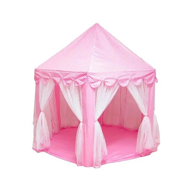 Tipi enfant en forme de château rose
