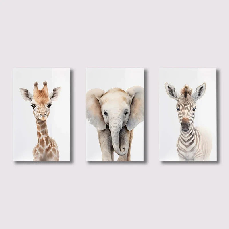 Affiche animaux de la savane pour chambre de bébé