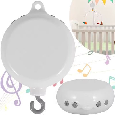 Boîte à musique intégrée dans le mobile bébé, jouant des mélodies relaxantes pour apaiser votre enfant."