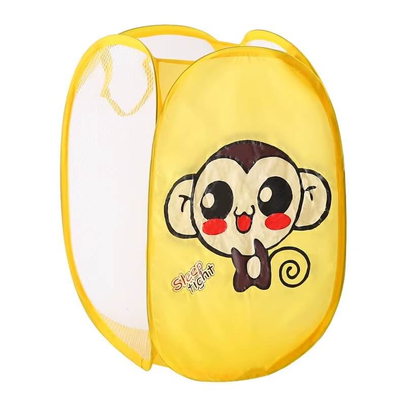 Panier rangement pliable jaune avec motif singe mignon pour enfant