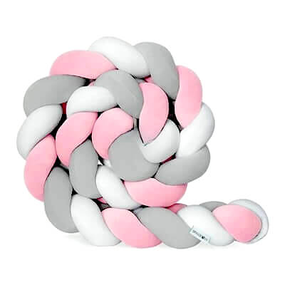Tresse de lit bébé Graypearl Pink - housse de protection pour berceau en tissu gris-rose machine à laver