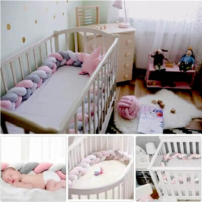 Tresse De Lit Bébé - Graypearl Pink™ est disponible en plusieurs longueurs pour s'ajuster parfaitement et offrir un espace sûr et confortable."