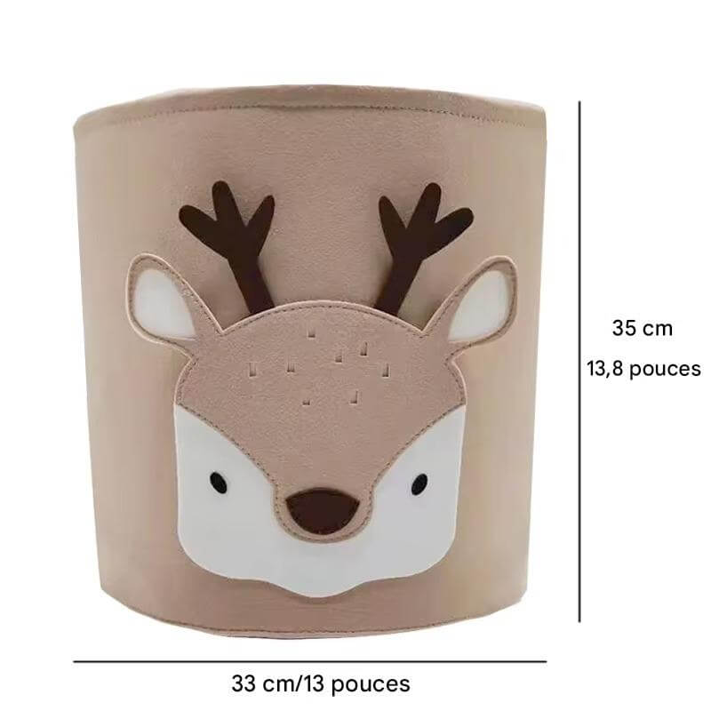 Panier enfant 33x35 cm en tissu naturel avec poignée, pratique pour ranger chaussures, habits ou peluches avec style.