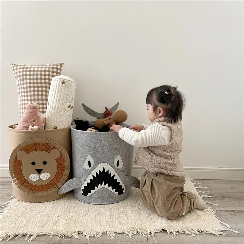 Boîte à jouets en feutre avec motif tigre 3D – rangement décoratif pour chambre de bébé