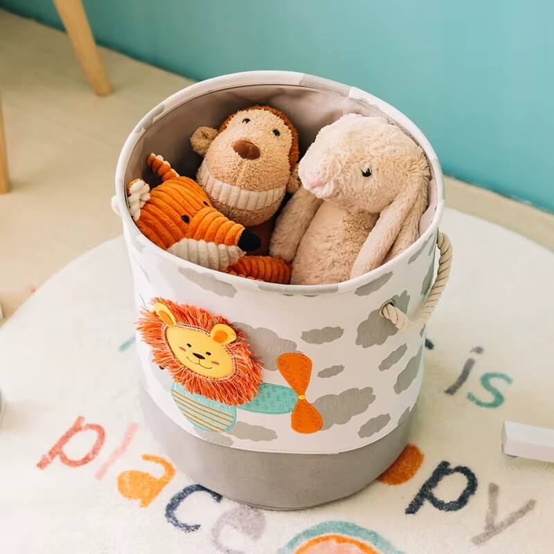 Boîte de rangement pour enfants en coton et lin avec structure stable