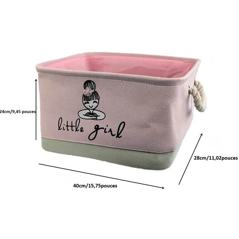 Détail des coutures solides et finitions soignées du panier de rangement bébé"