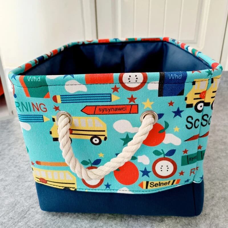 Panier à jouets imperméable pour bébé - design camion cartoon avec poignées solides
