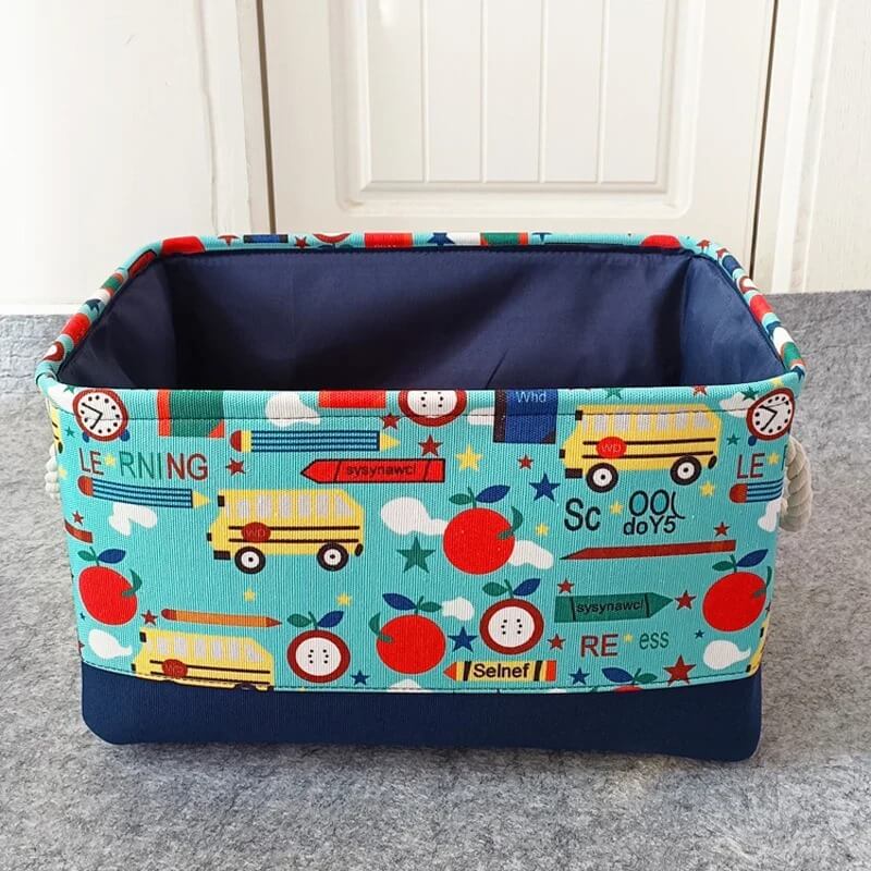 Panier de rangement en toile épaisse avec motif camion mignon