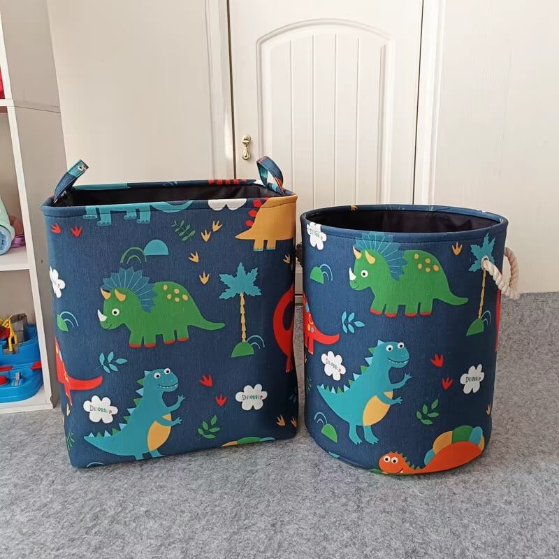 Panier pliable motif dinosaures idéal pour le rangement des jouets"