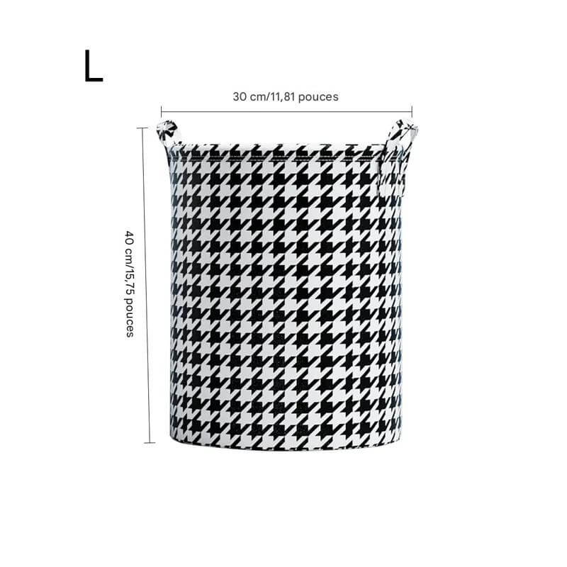 Panier taille L plié pour un rangement compact dans un placard ou sous un lit.