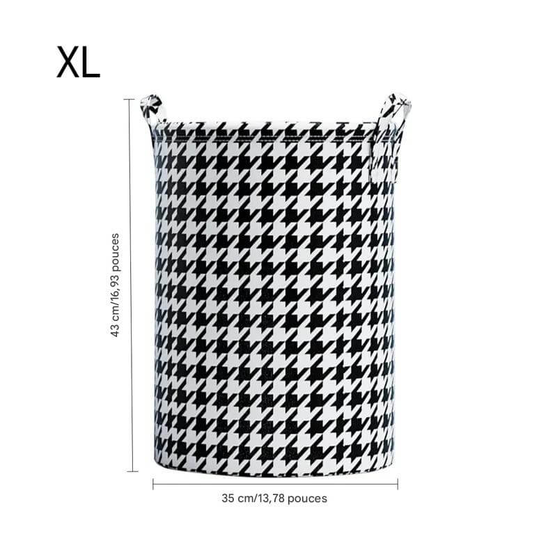 Panier de rangement taille XL en tissu noir et blanc 