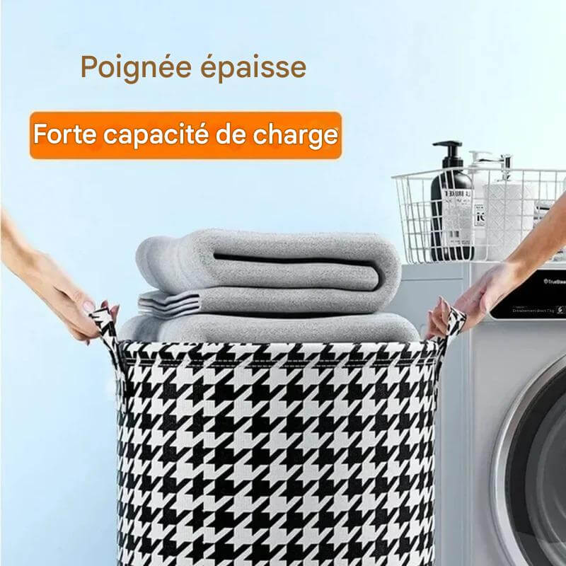 Poignées épaisse du panier à linge en tissu, faciles à transporter.