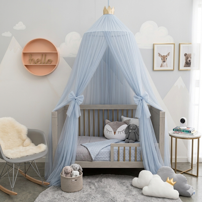 Ciel de lit bébé bleu anti-moustiques avec design léger et respirant pour bébé