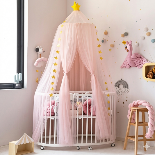 Ciel-de-Lit-Bebe-Pink™ dôme suspendu en nylon respirant avec structure légère et installation facile