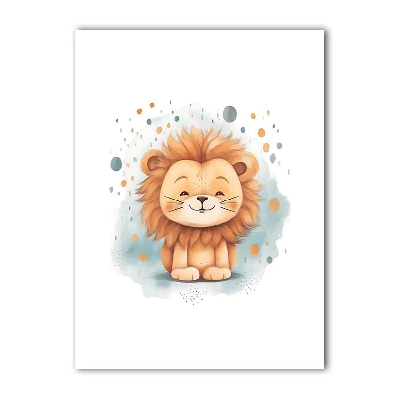 Affiche lionceaux décorative pour chambre de bébé garçon.