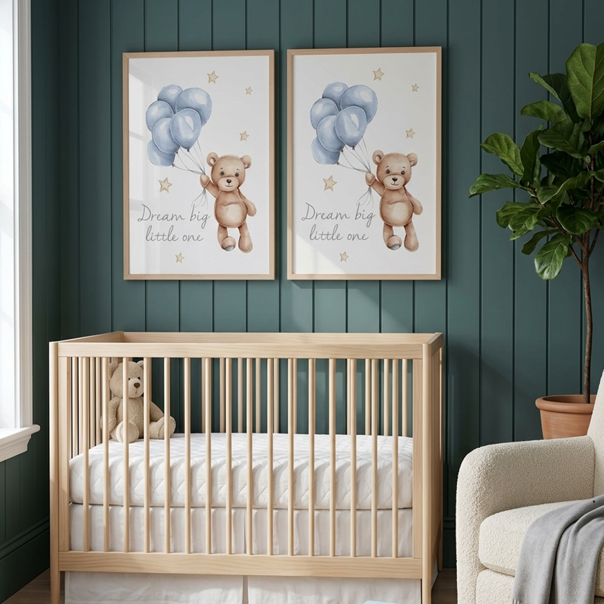 Ensemble de tableaux Ourson Étoilé™ pour décoration murale de chambre bébé