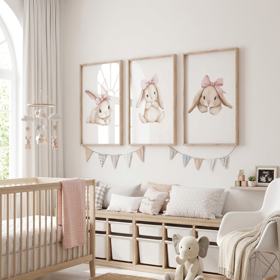 Tableau lapin mignon Baby Bunny™ décoration murale chambre bébé canvas moderne