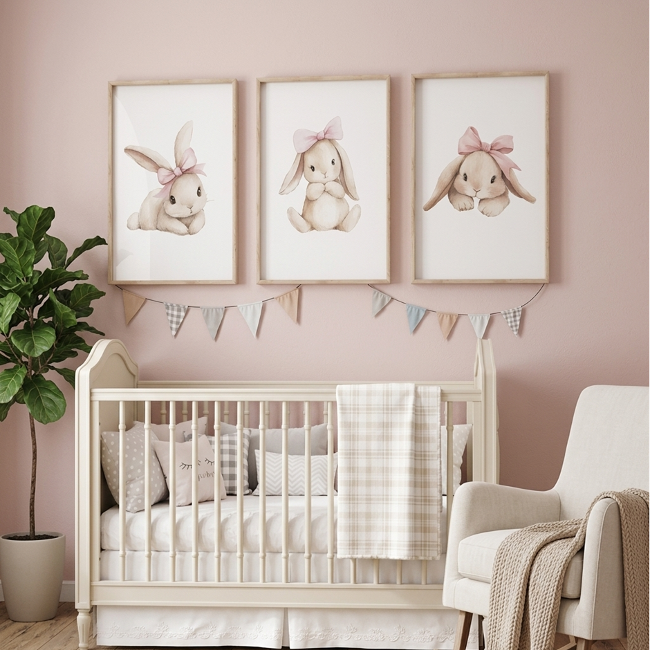 Décoration murale chambre bébé fille Baby Bunny™ lapin rose style nursery