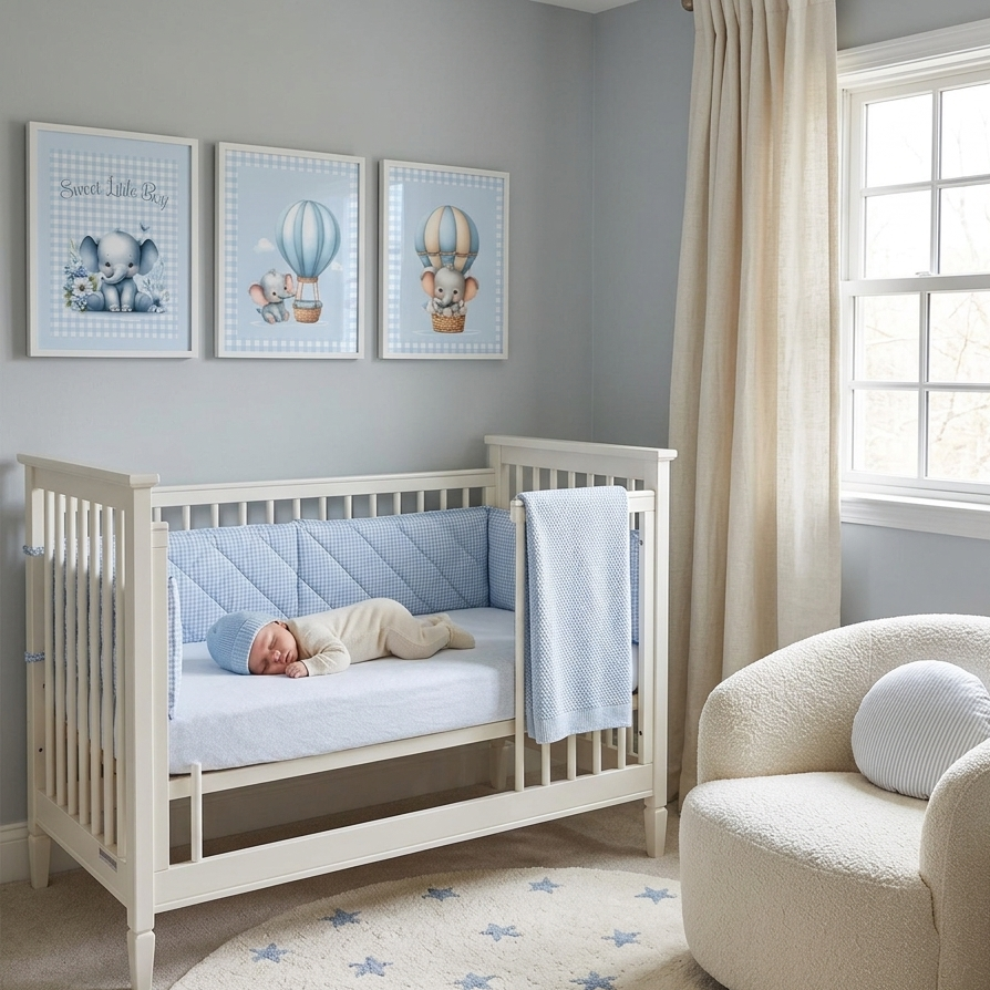 Éléphant Montgolfière™ – Affiche bébé impression haute définition encre waterproof sur toile canvas premium.