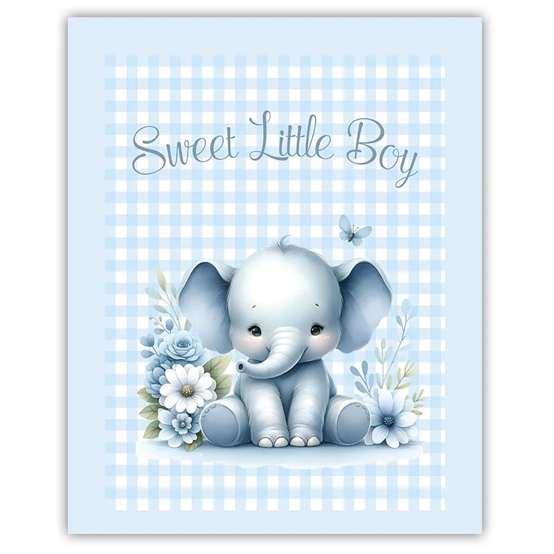 Décoration chambre bébé éléphant baby room toile murale style moderne doux