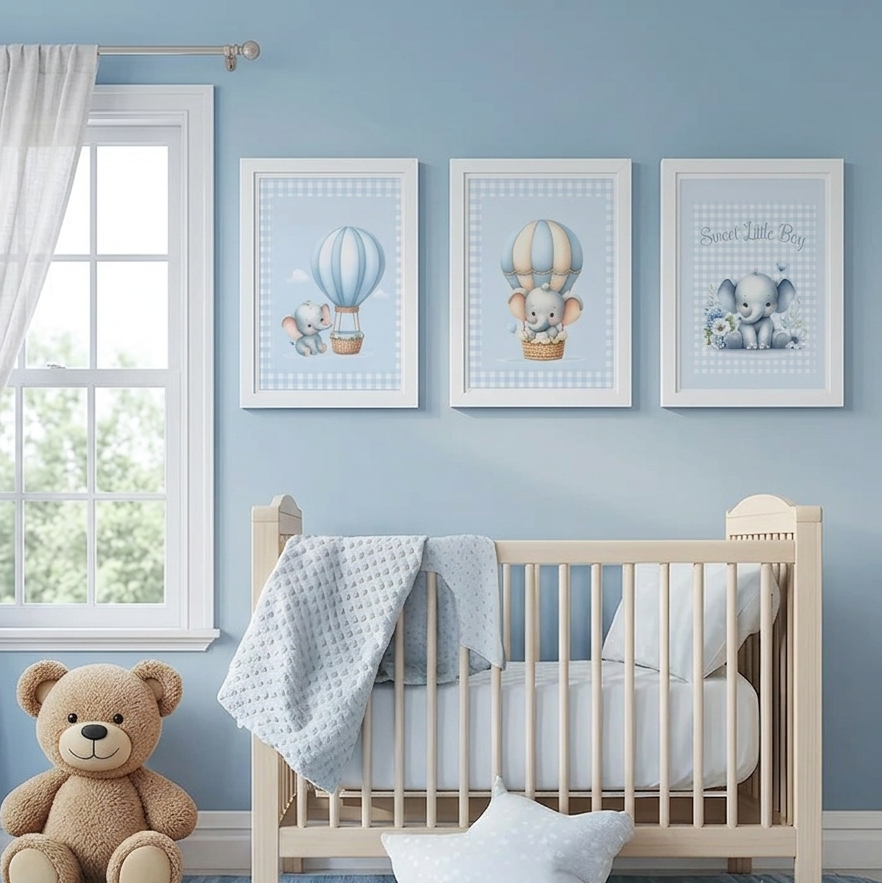 Décoration murale éléphant magie pastel chambre bébé ambiance chaleureuse et tendre