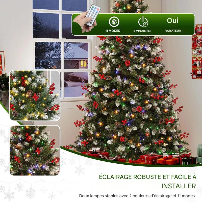 Sapin artificiel lumineux avec 250 LED intégrées, 8 modes d’éclairage pour Noël intérieur"