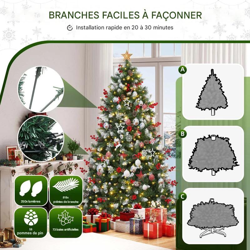 Branches robustes de l’Arbre de Noël Neige Éclatante™ supportant ornements et décorations festives"