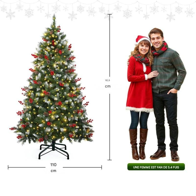 Ambiance féérique avec Arbre de Noël intérieur Neige Éclatante™ illuminé pour fêtes de fin d’année