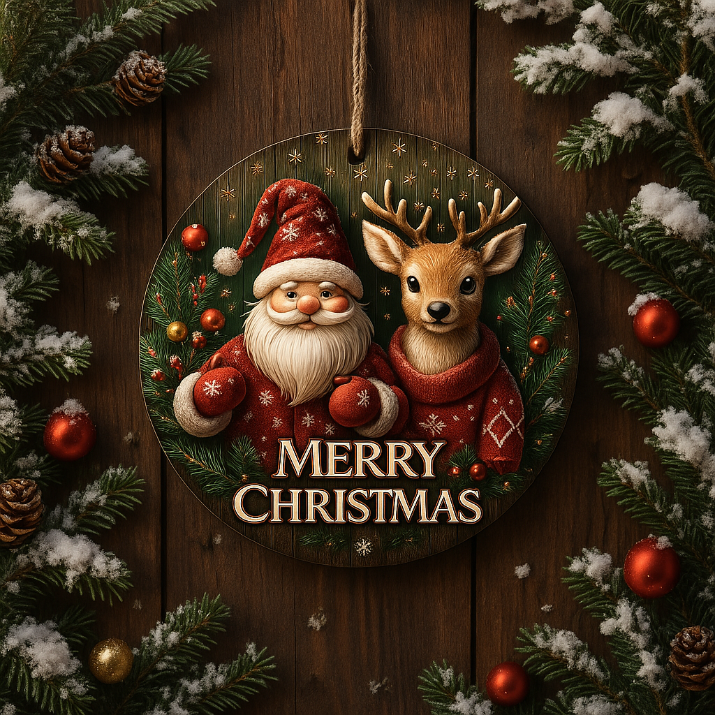 Motifs sculptés Bonhomme de Neige et Santa sur lanterne en bois, décoration traditionnelle de Noël