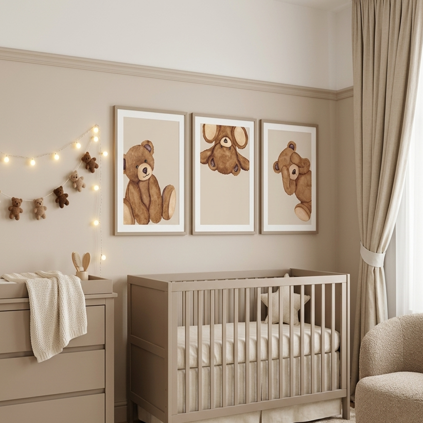 Wall art chambre bébé ours mignon toile canvas décoration moderne enfant