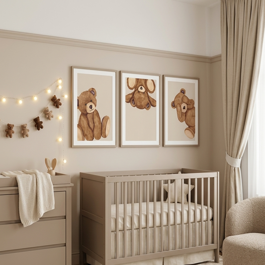 Wall art chambre bébé ours mignon toile canvas décoration moderne enfant