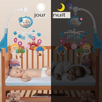 Mobile musical pour aider bébé à se sentir détendu ou calme en jouant de la musique apaisante, afin que le bébé puisse s'endormir facilement.