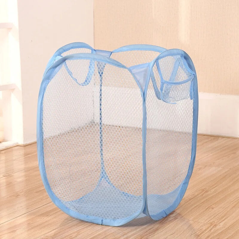Panier de rangement compact bleu pour vêtements ou jouets pour enfants