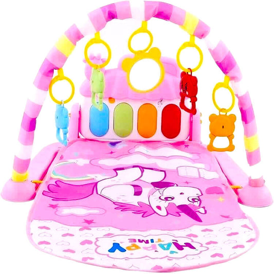 Tapis d’éveil sensoriel pour bébé avec motif licorne rose"