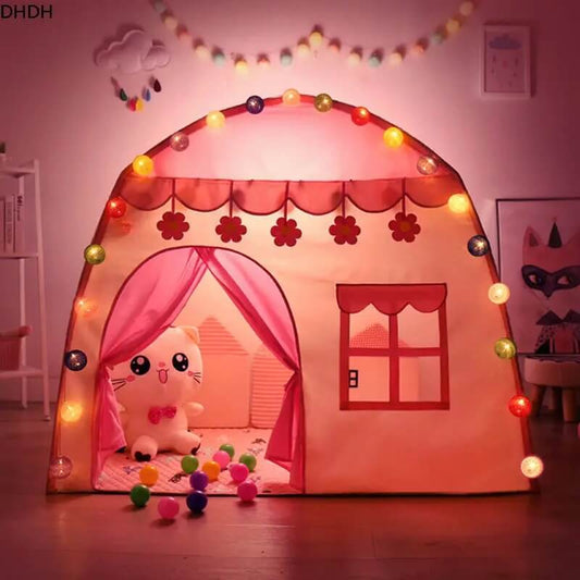 Tipi décoratif pour chambre de fille, couleur rose avec motifs floraux