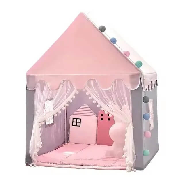 Tipi Enfant Rosée Magique - Tente Château Princesse Rose avec tapis doux