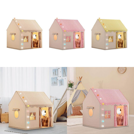 Tipi Enfant Château Rêvé™ en rose, kaki et jaune, tente d’intérieur douce et spacieuse pour jeux imaginatifs