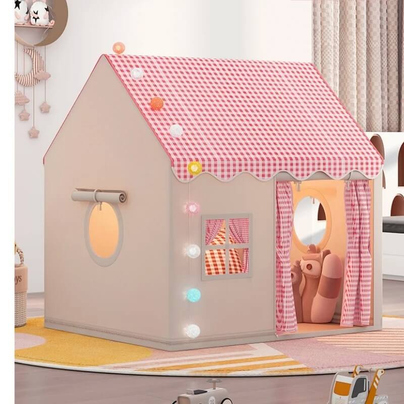 Tente pour enfants rose Château Rêvé™ avec structure robuste et fenêtre ronde"
