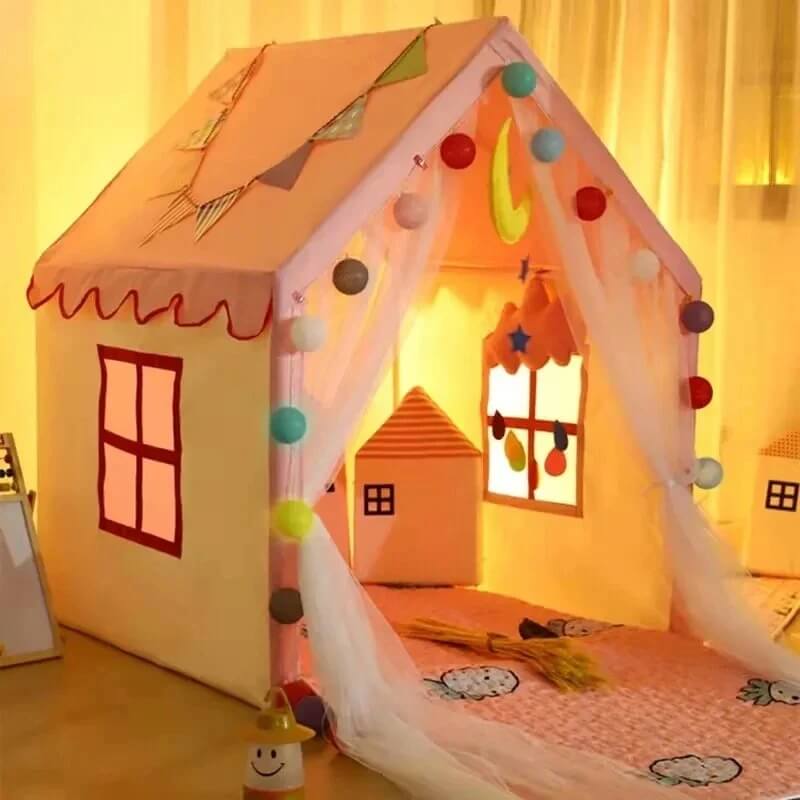 Tente enfant rose Petit Royaume™ avec structure solide et tissu doux