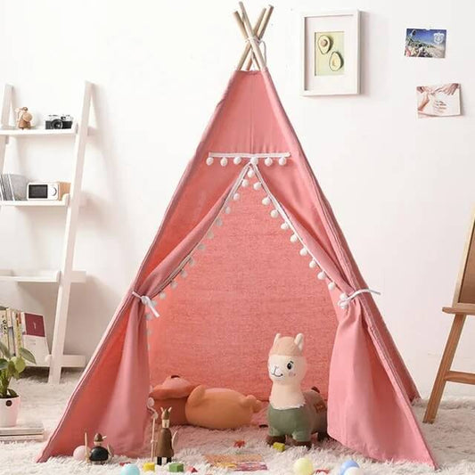 Tipi enfant - Royaume Rose™ avec peluches à l’intérieur, créant un espace douillet
