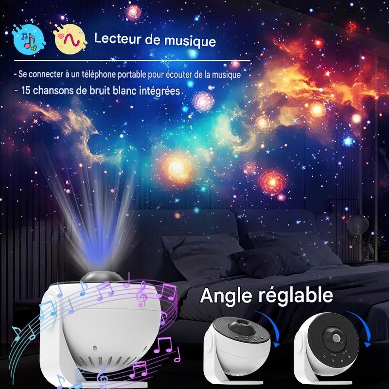 Veilleuse Bébé Projecteur avec musique réglable, combinant mélodies douces et projections lumineuses pour créer un environnement calme et réconfortant.