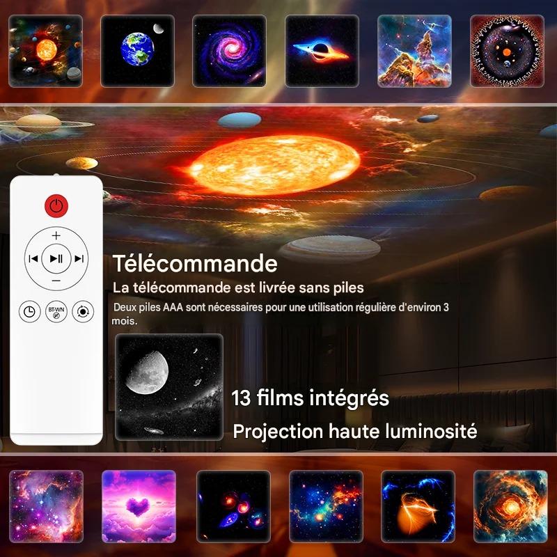 Veilleuse Bébé Projecteur Galaxie avec télécommande permettant de régler facilement les lumières, les effets de projection et l’ambiance de la chambre de bébé.