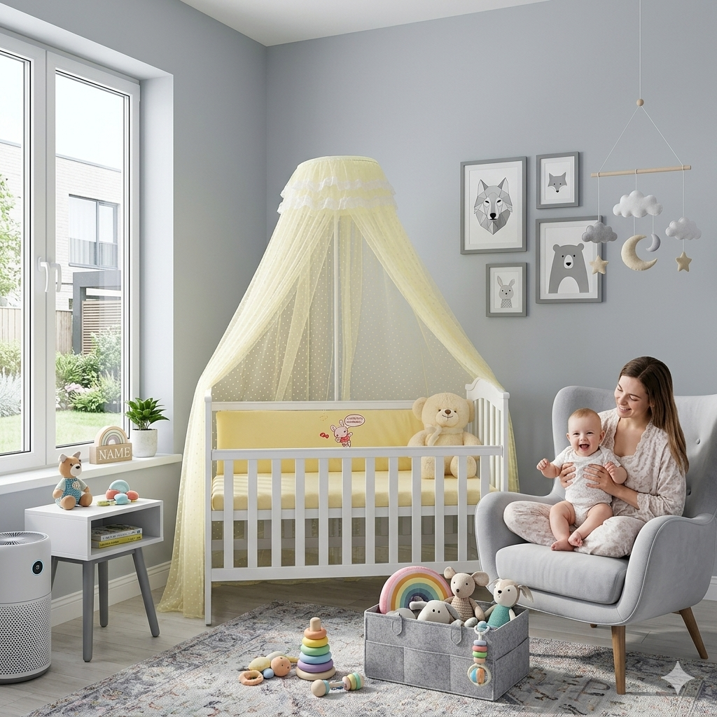 Baldaquin bébé jaune décoratif et élégant