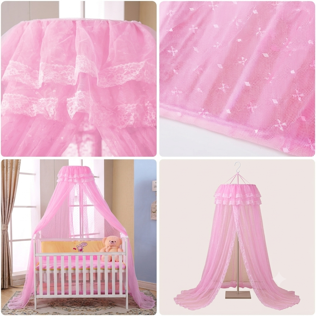 Baldaquin rose décoratif pour chambre de bébé