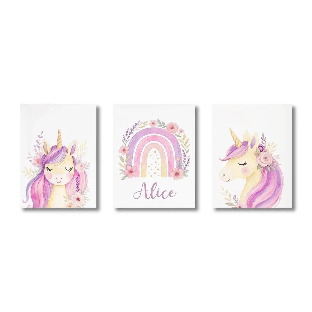 Affiches licorne féerique pour chambre de bébé fille